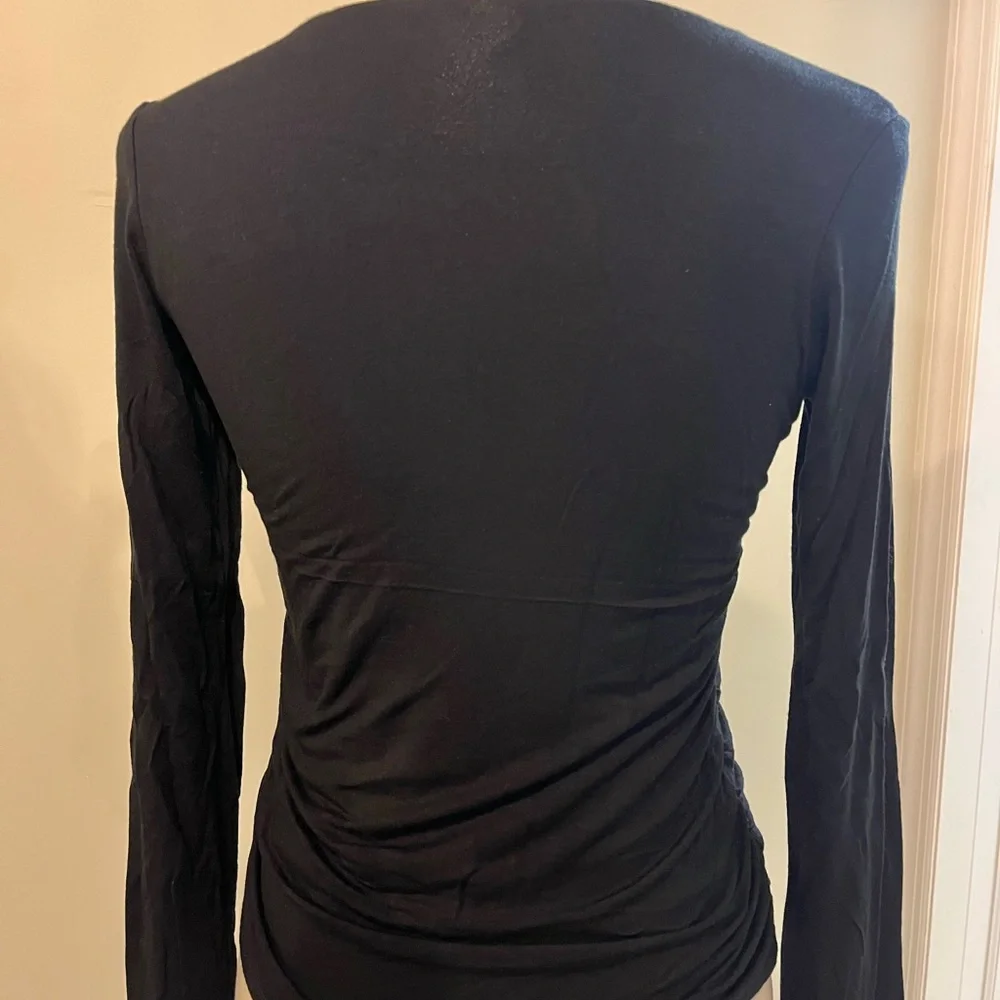 Wasabi + Mint Elegant Black Long Sleeve Ruched Women's Top Size Small - Picture 5 of 10